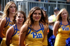 Members of the Pitt dance team are seen in action against the Penn State Nittany Lions at Beaver Stadium on September 9, 2017 in State College, Pennsylvania. (Photo by Justin K. Aller/Getty Images)