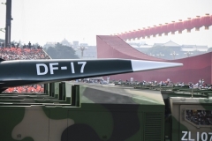 A purported Dongfeng-17 ballistic missile designed to operate with a DF-ZF hypersonic glide vehicle is rolled out during a military parade in Tiananmen Square in Beijing on October 1, 2019. (Photo by Greg Baker/AFP via Getty Images)