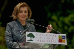 Speaker Pelosi at the 40th Anniversary of the AIDS Pandemic at the National AIDS Memorial Grove in Golden Gate Park in San Francisco, June 5, 2021. (Photo by Ray Chavez/MediaNews Group/The Mercury News via Getty Images)