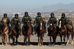 US Border Patrol, Immigration and Customs Enforcement (ICE) and Customs and Border Protection (CBP) agents take part in a safety drill in the Anapra area in Sunland Park, New Mexico, United States, across from Ciudad Juarez, Chihuahua state, Mexico, on January 31, 2019. (Photo by HERIKA MARTINEZ/AFP via Getty Images)