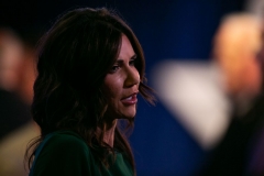 South Dakota Governor Kristi Noem speaks with guests before former US President Donald Trump speaks at the Conservative Political Action Conference (CPAC) in Dallas, Texas on July 11, 2021. (Photo by ANDY JACOBSOHN/AFP via Getty Images)