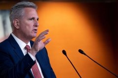 House Minority Leader, Kevin McCarthy, Republican of California, speaks during his weekly press briefing on Capitol Hill in Washington, DC, on October 28, 2021. (Photo by JIM WATSON/AFP via Getty Images)