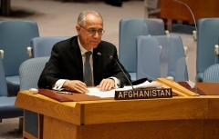 Afghanistan's permanent U.N. representative Ghulam Isaczai. (Photo by Timothy A. Clary/AFP via Getty Images)