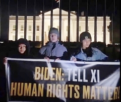 Some of the Tibetan, Uyghur and Hong Kong activists outside the White House on Sunday night. (Screen grab: Instagram)