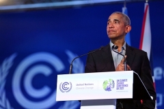 Former President Barack Obama speaks at the COP26 UN Climate Change Conference in Glasgow on November 8, 2021. (Photo by PAUL ELLIS/AFP via Getty Images)