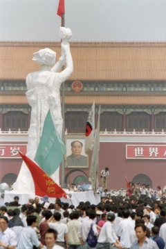 Protestors gather in Beijing’s Tianamnen Square on May 30, 1989. China’s military crackdown began days later. (Photo by Toshio Sakai/AFP/Getty Images)