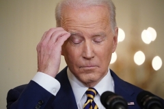 President Biden gestures during Wednesday’s press conference in the East Room of the White House. (Photo by Mandel Ngan/AFP via Getty Images)