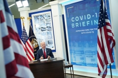 President Joe Biden meets with members of the White House Covid-19 Response Team on the latest developments related to the Omicron variant, on January 4, 2022, in the South Court Auditorium of the White House in Washington, DC. - The US recorded more than 1 million Covid-19 cases on January 3, 2022, according to data from Johns Hopkins University, as the Omicron variant continues to spread at a blistering pace. (Photo by MANDEL NGAN/AFP via Getty Images)