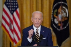 President Joe Biden speaks during a press conference on the eve of his first year in office, from the East Room of the White House in Washington, DC on January 19, 2022. (Photo by MANDEL NGAN/AFP via Getty Images)