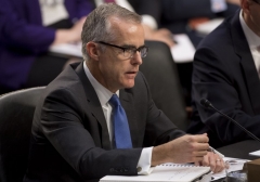 Acting FBI Director Andrew McCabe testifies during a Senate Select Intelligence Committee hearing on the Foreign Intelligence Surveillance Act on Capitol HIll in Washington, DC, June 7, 2017. (Photo by SAUL LOEB/AFP via Getty Images)