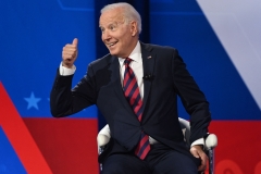 Joe Biden participates in a town hall. (Photo credit: SAUL LOEB/AFP via Getty Images)