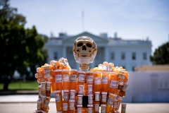 Featured is a dummy symbolizing the opioid epidemic. (Photo credit: BRENDAN SMIALOWSKI/AFP via Getty Images)