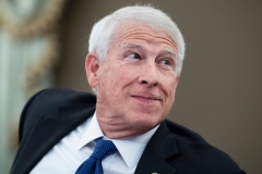Chairman Roger Wicker, R-Miss., listens to Gina Raimondo, nominee for Secretary of Commerce, testify remotely during her Senate Commerce, Science, and Transportation Committee confirmation hearing in Russell Senate Office Building. (Photo credit: TOM WILLIAMS/POOL/AFP via Getty Images)