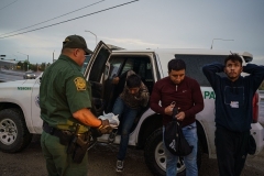 A Border Patrol agent catches foreigners trying to enter the U.S. illegally in Sunland Park, New Mexico on September 1, 2021. (Photo by PAUL RATJE/AFP via Getty Images)