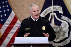  US Capitol Police Chief J. Thomas Manger speaks about security improvements around Capitol Hill on January 4, 2022. (Photo by OLIVIER DOULIERY/AFP via Getty Images)