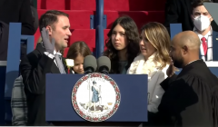 Virginia's new Republican Attorney General Jason Miyares takes the oath of office on January 15, 2022. (Photo: Screen capture)