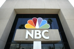 NBC News' logo sits atop an office. (Photo credit: HECTOR MATA/AFP via Getty Images)