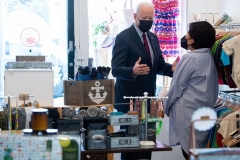 President Joe Biden shops for gifts at Honey Made, a small business in Washington, D.C., on January 25, 2022 in a show of support for small business. (Photo by SAUL LOEB/AFP via Getty Images)