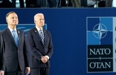 Polish President Andrzej Duda and President Biden at a NATO summit in Brussels last June. (Photo by François Walschaerts/ Pool /AFP via Getty Images)