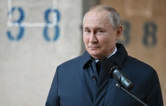 Russian President Vladimir Putin visits the National Space Centre construction site in Moscow on February 27, 2022. (Photo by SERGEI GUNEYEV/SPUTNIK/AFP via Getty Images)