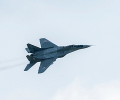 A Polish Air Force MiG-29 fighter jet. (Photo by Steve Thorne/Getty Images)