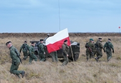 Polish soldiers take part in joint military exercises with U.S., British, and Romanian units in northeastern Poland last November. (Photo by Janek Skarzynski/AFP via Getty Images)