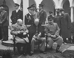 Winston Churchill, Franklin Delano Roosevelt, and Joseph Stalin at Yalta. (National Archives)