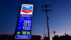 Gas prices of more than $7.00 per gallon are posted at a downtown Los Angeles gas station on March 9, 2022.  (Getty Images)