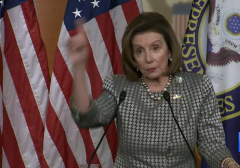 House Speaker Nancy Pelosi draws a dome with her hand as she fails to recall the phrase "Strategic Petroleum Reserve." (Photo: Screen capture)