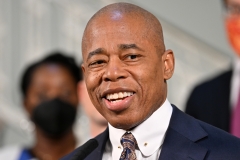New York Mayor Eric Adams announces the launch of digital billboards and creative ads supporting LGBTQ+ community on April 4 in New York City. (Photo credit: Slaven Vlasic/Getty Images)