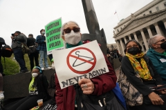 People protest in reaction to the leak of the Supreme Court draft abortion ruling on May 3, 2022 in New York. (Photo credit: BRYAN R. SMITH/AFP via Getty Images)