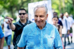 Senate Majority Leader Chuck Schumer attends the "Hometown Heroes" Ticker Tape Parade. (Photo credit: Roy Rochlin/Getty Images)