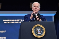 President Joe Biden speaks about his plan to fight inflation and lower costs for working families, in the South Court Auditorium of the White House in Washington, DC, on May 10, 2022. - Biden on Tuesday acknowledged the pain felt by Americans from the highest inflation in four decades but said it is his "top domestic priority" and being addressed by the Federal Reserve. (Photo by NICHOLAS KAMM/AFP via Getty Images)