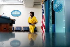 White House Press Secretary Karine Jean-Pierre arrives for the daily briefing in the Brady Briefing Room of the White House in Washington, DC, on May 18, 2022. (Photo by STEFANI REYNOLDS/AFP via Getty Images)