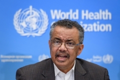 World Health Organization (WHO) Director-General Tedros Adhanom Ghebreyesus speaks following a WHO Emergency committee meeting to discuss whether the Coronavirus outbreak that began in China constitutes an international health emergency, on January 30, 2020 in Geneva. (Photo by FABRICE COFFRINI/AFP via Getty Images)