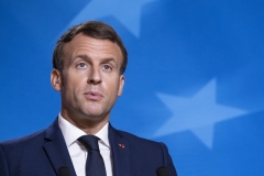 French President Emmanuel Macron talks to media at the end of the second day of an EU Summit on October 16, 2020 in Brussels, Belgium. (Photo credit: Thierry Monasse/Getty Images)