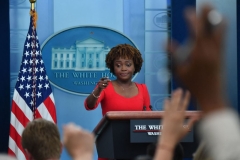 White House Press Secretary Karine Jean-Pierre speaks during the daily briefing in the Brady Briefing Room of the White House in Washington, DC, on June 16, 2022. (Photo by NICHOLAS KAMM/AFP via Getty Images)