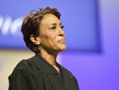 Robin Roberts receives an Honorary Doctor of Humane Letters Degree and delivers the Commencement Address at Emerson College in Boston, Mass. (Photo credit: Paul Marotta/Getty Images)