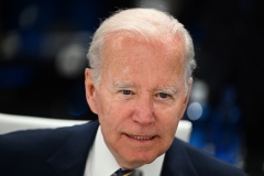President Joe Biden concludes his participation in the NATO summit in Madrid, Spain on June 30. (Photo by GABRIEL BOUYS/AFP via Getty Images)