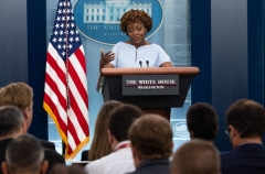 White House Press Secretary Karine Jean-Pierre speaks during the daily press briefing in the Brady Briefing Room of the White House in Washington, DC, July 5, 2022. (Photo by SAUL LOEB/AFP via Getty Images)