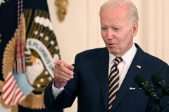 President Joe Biden speaks during a signing ceremony for the PACT Act of 2022, in the East Room of the White House in Washington, DC, on August 10, 2022. - The bill, officially titled the Sergeant First Class Heath Robinson Honoring our Promises to Address Comprehensive Toxics (PACT) Act of 2022, will help veterans who are suffering after being exposed to toxic burns pits during military service. (Photo by JIM WATSON/AFP via Getty Images)