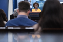 White House Press Secretary Karine Jean-Pierre speaks during the daily press briefing in the Brady Briefing Room of the White House in Washington, DC, on November 18, 2022. (Photo by BRENDAN SMIALOWSKI/AFP via Getty Images) White House Press Secretary Karine Jean-Pierre speaks during the daily press briefing in the Brady Briefing Room of the White House in Washington, DC, on November 18, 2022. (Photo by BRENDAN SMIALOWSKI/AFP via Getty Images)