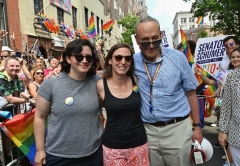 Senate Minority Leader Chuck Schumer (D-N.Y.), his daughter Alison, left, and her wife Elizabeth Weiland, center, take part in the NYC Pride March on June 30, 2019 in New York City. (Photo by ANGELA WEISS/AFP via Getty Images) Senate Minority Leader Chuck Schumer (D-N.Y.), his daughter Alison, left, and her wife Elizabeth Weiland, center, take part in the NYC Pride March on June 30, 2019 in New York City. (Photo by ANGELA WEISS/AFP via Getty Images)