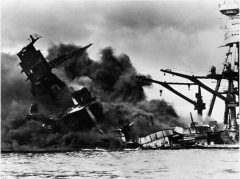 The U.S.S. Arizona at Pearl Harbor on Dec. 7, 1941. (Photo by H. Armstrong Roberts/ClassicStock/Getty Images)