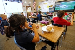 A student eats lunch in her classroom at Freedom Preparatory Academy on September 10, 2020 in Provo, Utah. (Photo by GEORGE FREY/AFP via Getty Images) A student eats lunch in her classroom at Freedom Preparatory Academy on September 10, 2020 in Provo, Utah. (Photo by GEORGE FREY/AFP via Getty Images)