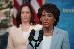 Representative Maxine Waters,with Vice President Kamala Harris, speaks during the announcement for the disbursement of nearly $1.25 billion for Community Development Financial Institutions (CDFIs) in the South Court Auditorium of the Eisenhower Executive Office Building, next to the White House, in Washington, DC on June 15, 2021. (Photo by MANDEL NGAN/AFP via Getty Images) Representative Maxine Waters,with Vice President Kamala Harris, speaks during the announcement for the disbursement of nearly $1.25 billion for Community Development Financial Institutions (CDFIs) in the South Court Auditorium of the Eisenhower Executive Office Building, next to the White House, in Washington, DC on June 15, 2021. (Photo by MANDEL NGAN/AFP via Getty Images)