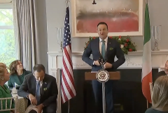 Irish Taoiseach Leo Varadkar at St. Patrick's Day Breakfast at U.S. Vice President's residence. (Screen Capture) Irish Taoiseach Leo Varadkar at St. Patrick's Day Breakfast at U.S. Vice President's residence. (Screen Capture)