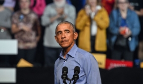 Former US President Barack Obama participates in a rally in support of Democratic US Senate candidate John Fetterman in Philadelphia, Pennsylvania, on November 5, 2022. (Photo by ED JONES/AFP via Getty Images)