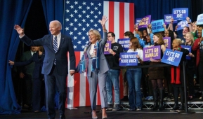 President Joe Biden and First Lady Jill Biden arrive for an event hosted by the Democratic National Committee to thank campaign workers, at Howard Theatre in Washington, DC, November 10, 2022. (Photo by MANDEL NGAN/AFP via Getty Images)