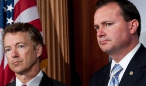 Sen. Rand Paul (R-Ky.), left, and Sen. Mike Lee (R-Utah).  (Screenshot)  